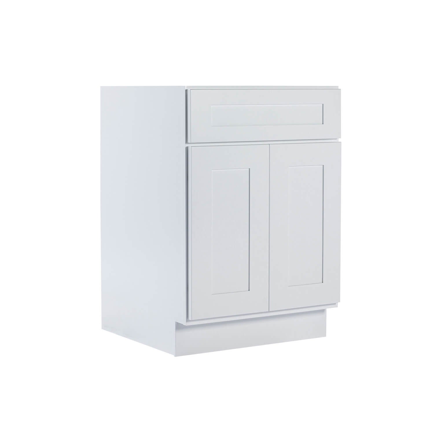 White cabinet with a single door on a white background