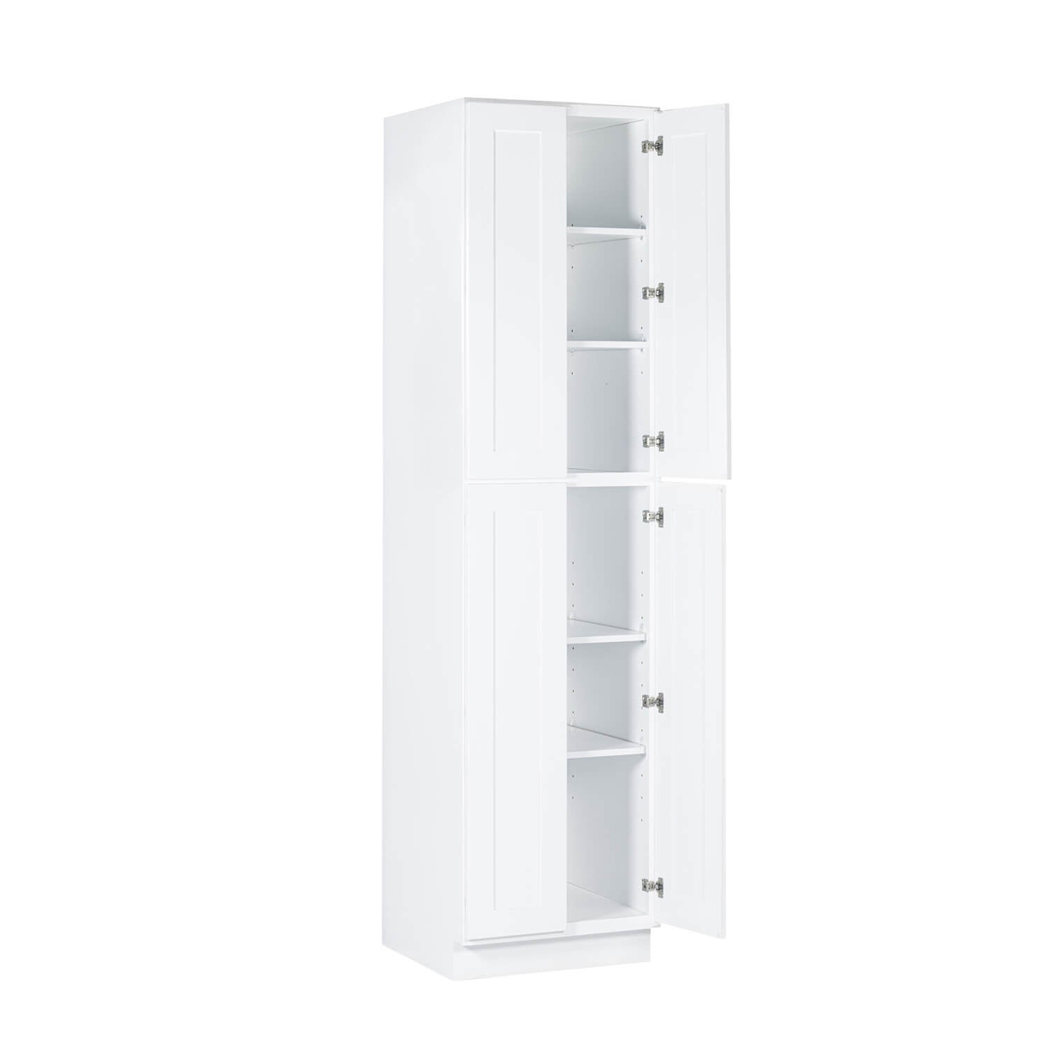White cabinet with multiple doors on a white background