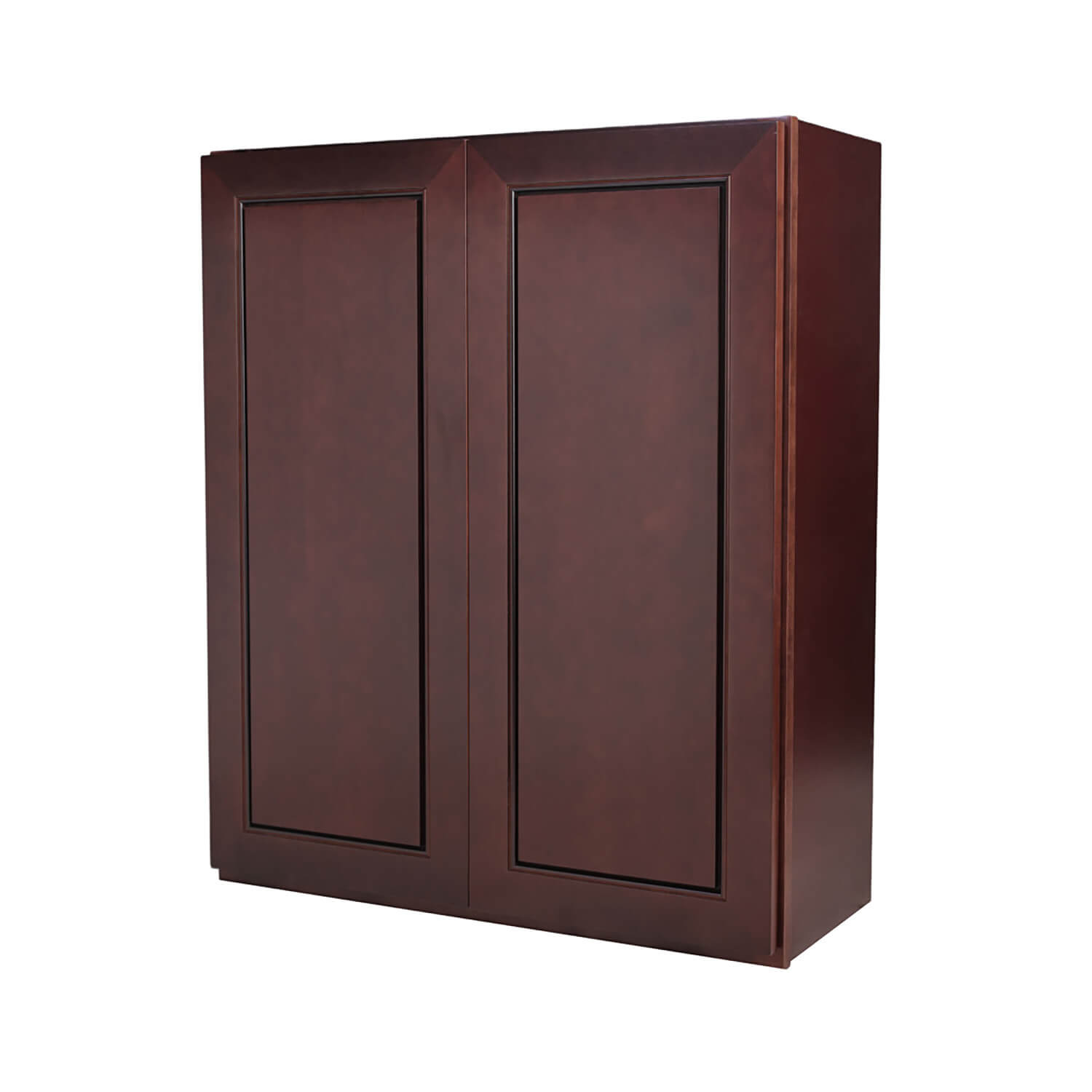 Wooden cabinet with two doors on a white background
