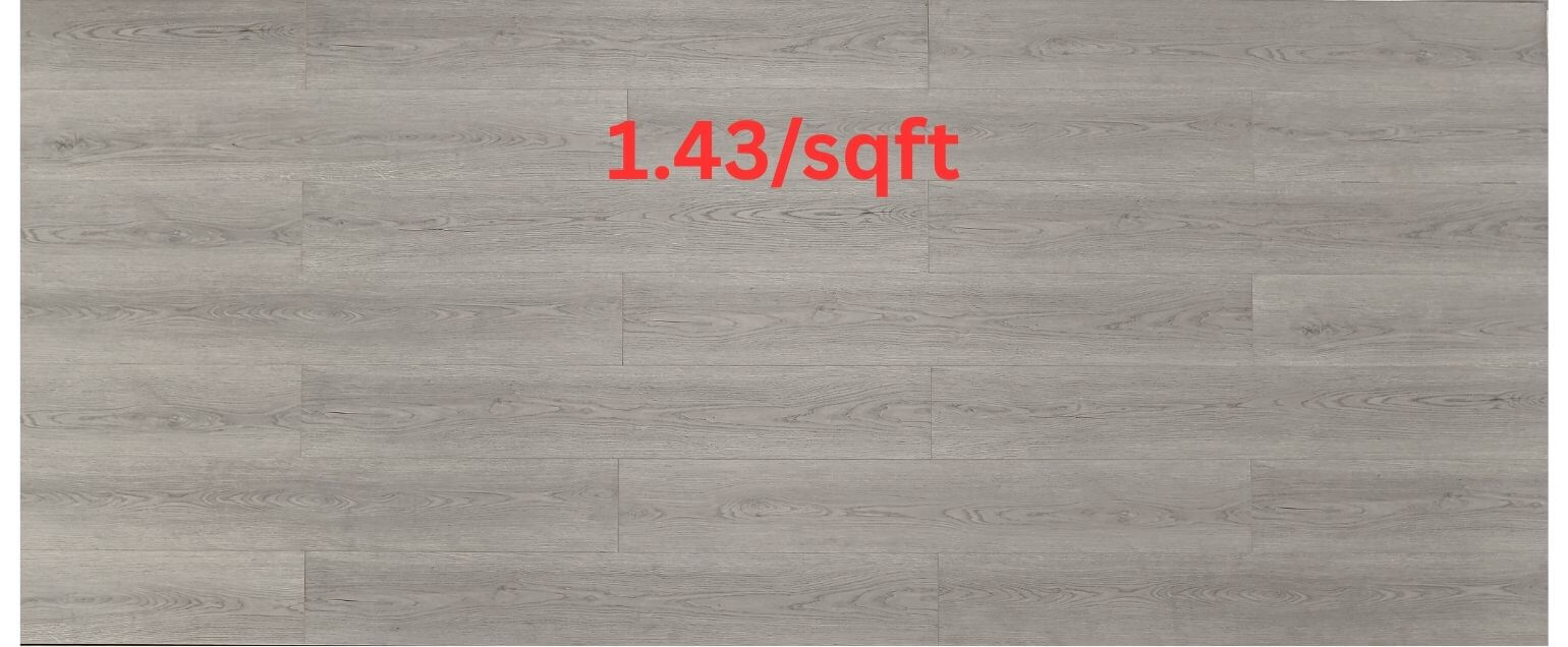 Gray wooden flooring with a measurement label '1.43/sqft' in red.