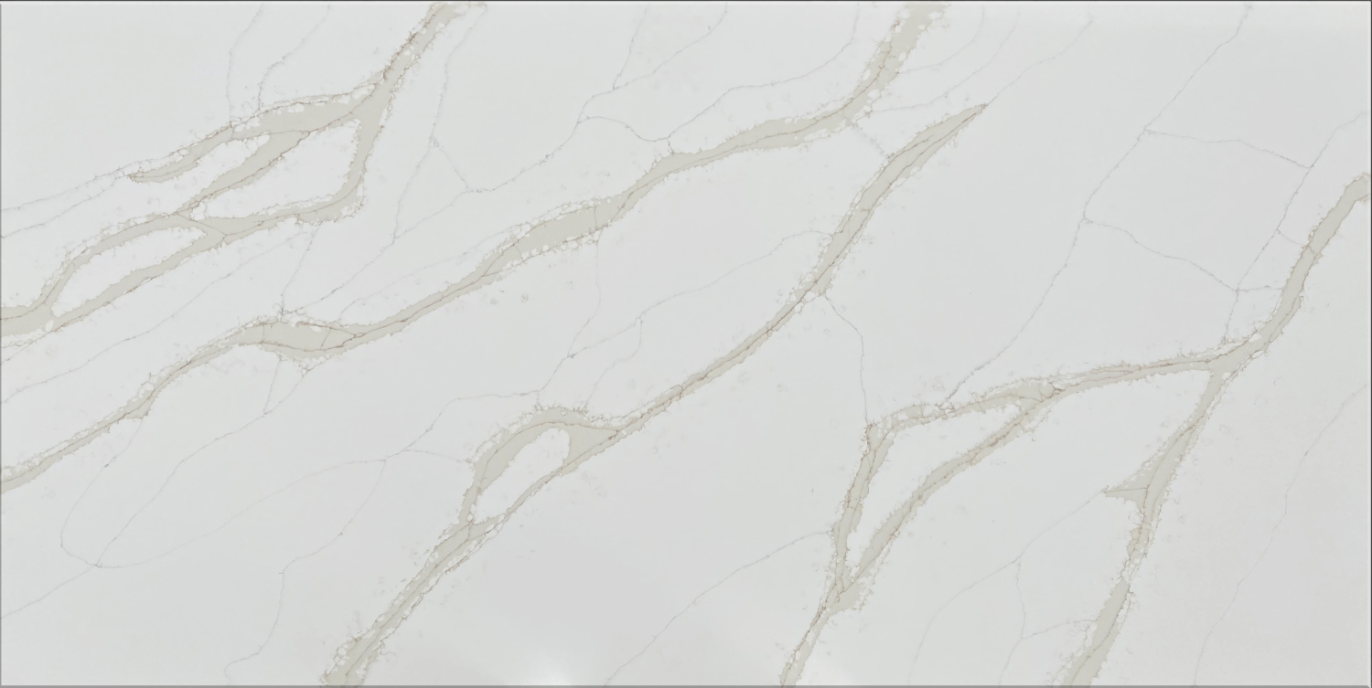White marble-like tile with gray veins on a light gray background