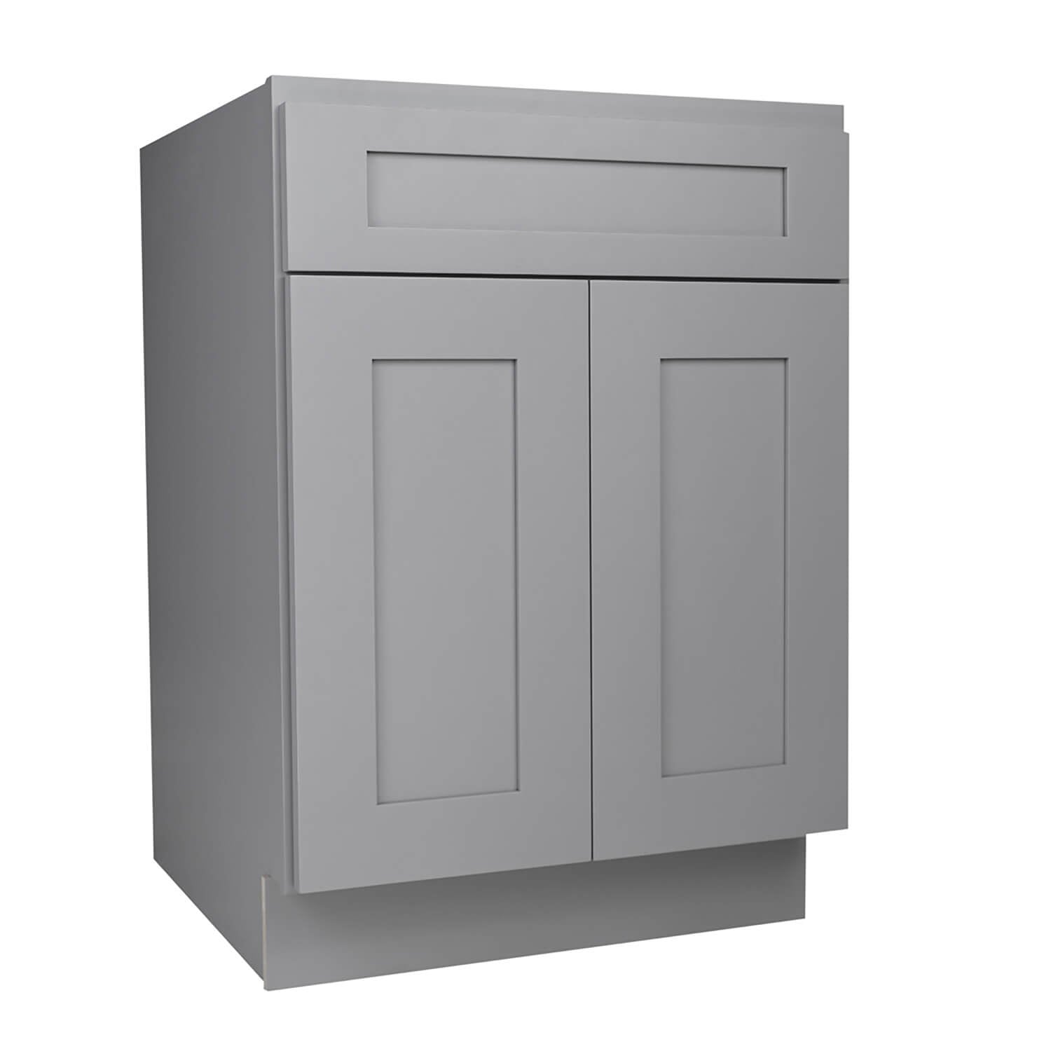 Gray cabinet with two doors on a white background