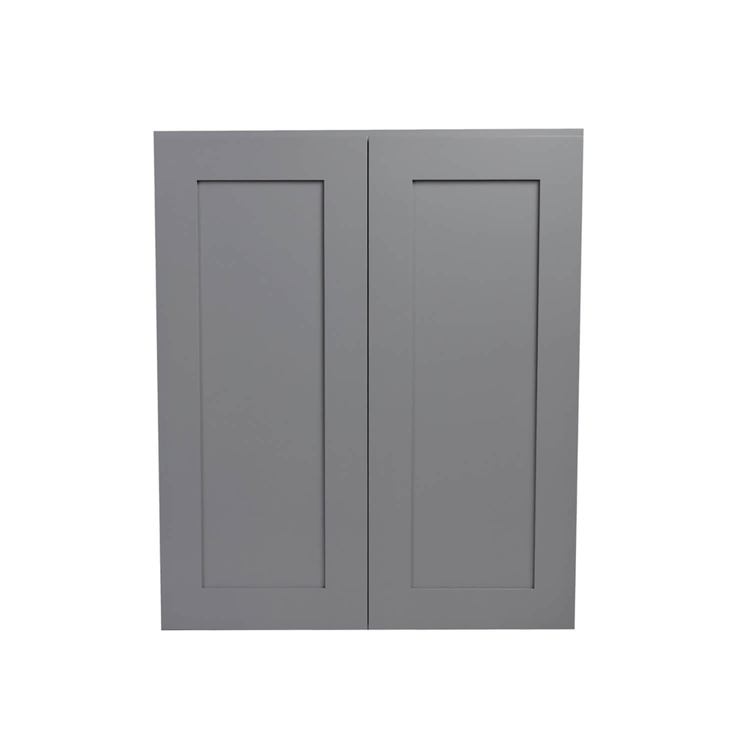 Gray cabinet door with a simple design on a white background
