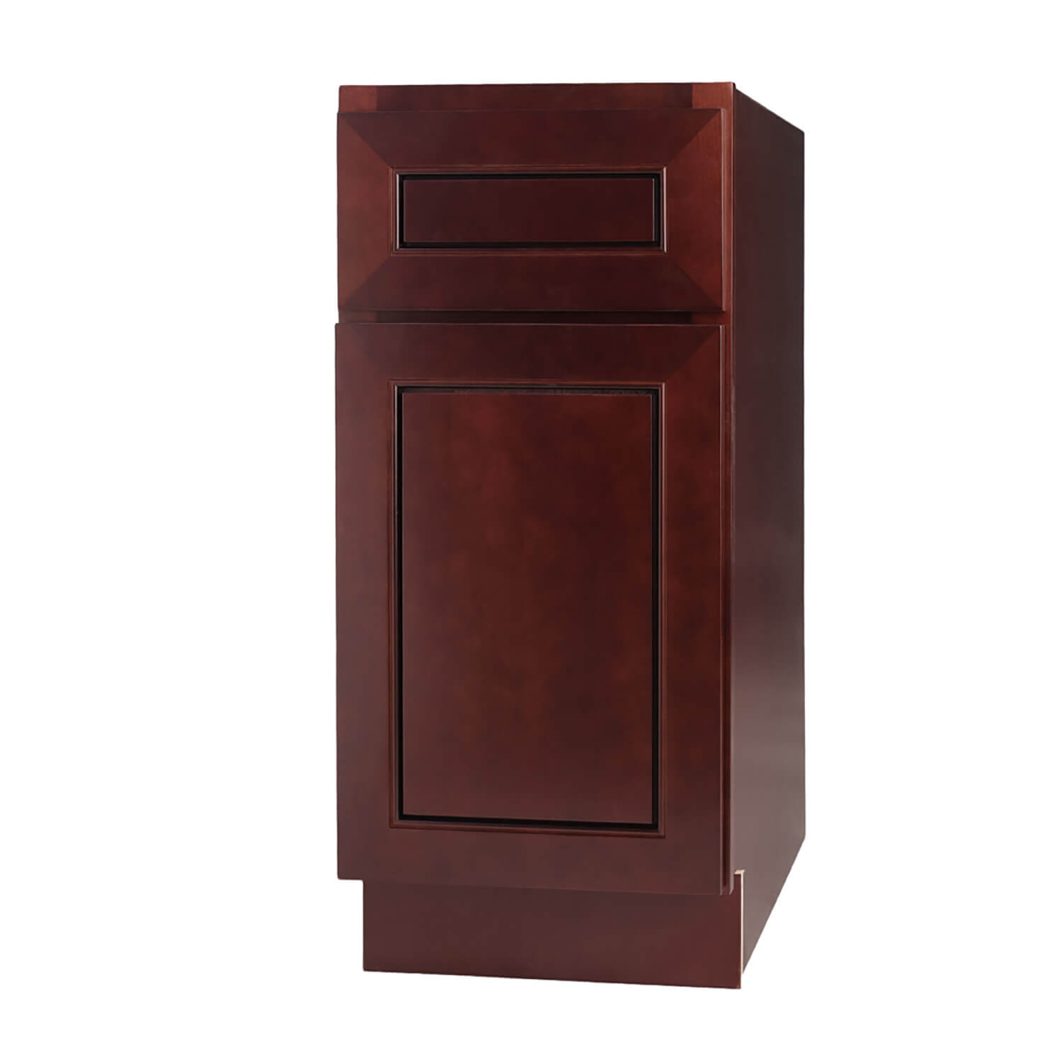 Wooden cabinet with a dark finish on a white background