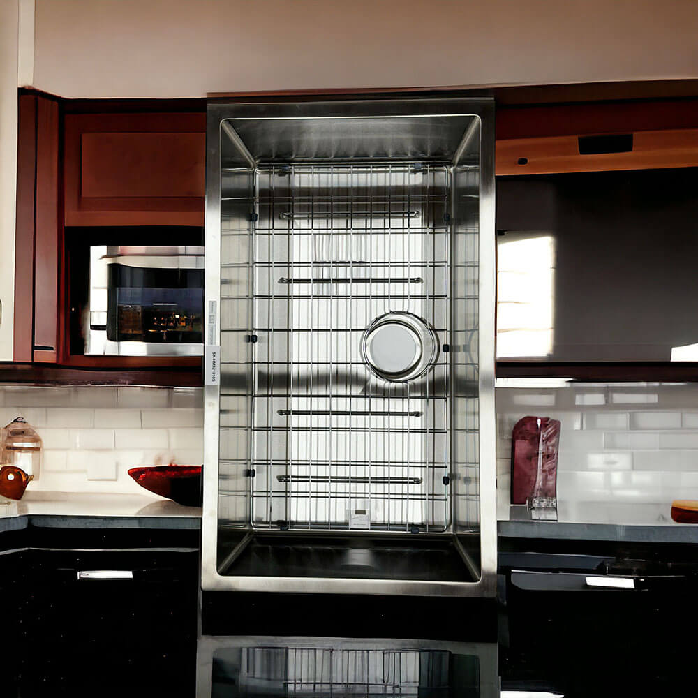 Single kitchen sinks with rack GRID321910S