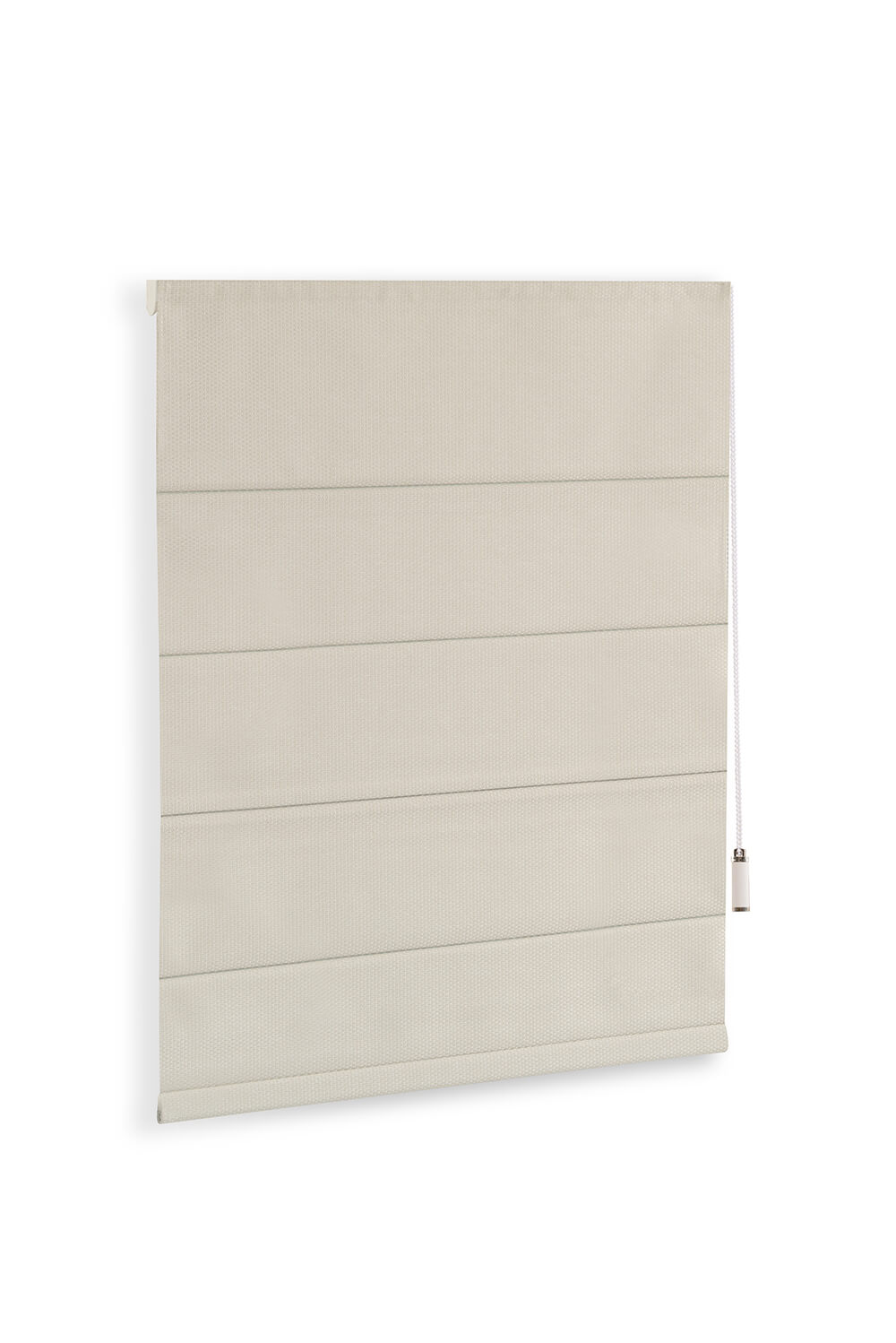 Beige roller blind on a white background